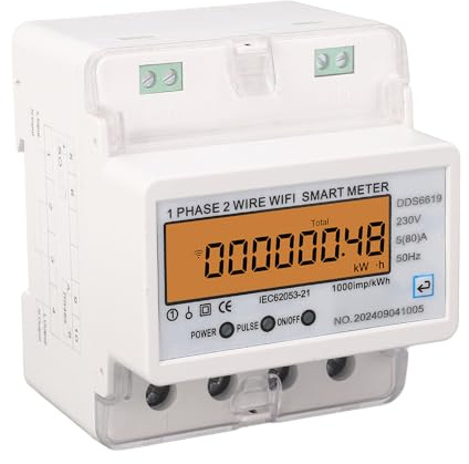Fafeicy Contatore di Energia WIFI Monitor di Potenza Intelligente con Telecomando Installazione su Guida DIN per Uso Domestico Display LCD Tensione Corrente in Tempo Reale e Monitoraggio KWh