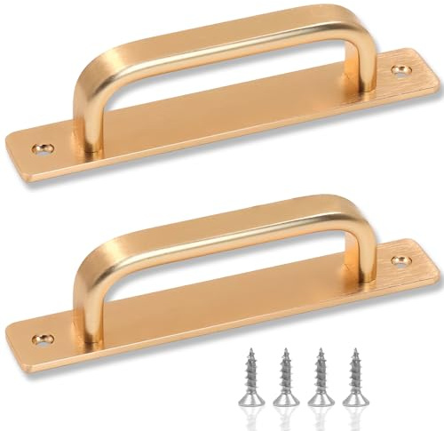 ATTEEFI 2 Pezzi Maniglia Porta Scorrevole, D'oro Maniglie per Mobili Cucina, 180 mm Maniglie Armadio Camera da Letto, Lega di Alluminio, con 4 Viti, per Armadi, Porte Interne e Porte Esterne