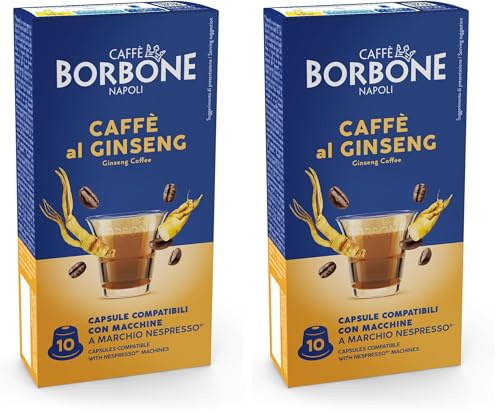 Caffè Borbone Ginseng - Café au Ginseng - 60 Capsules (12 paquets de 10) - Compatibles avec les machines à café à usage domestique Nespresso®*