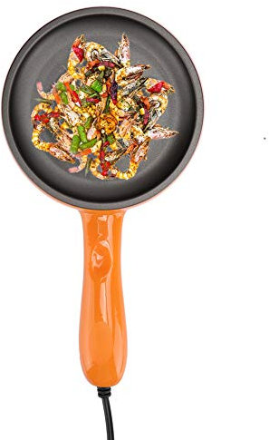 AUNMAS Sartén Naranja Multifunción Mini sartén Antiadherente eléctrica Huevos Caldera Vaporizador para Desayuno Enchufe de la UE 220V