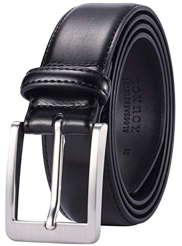 XOUXOU Men's Casual Leather Jeans Belts Classic Work Business Dress Belt with Prong Buckle for Men (Black (S101), 38 (Waist 36))