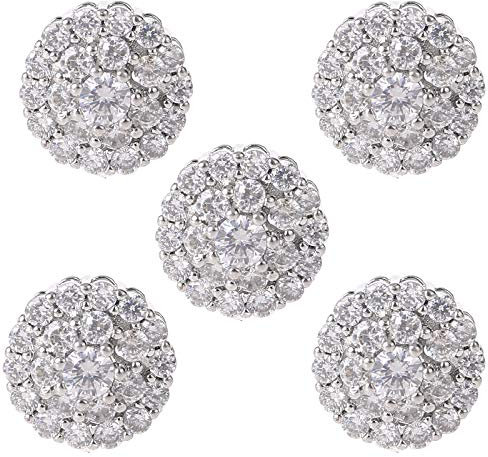 Guangzhou 5 Stück 12mm Kristall Strass Blume runde Knöpfe mit Schleife Metallverzierungen Dekorativer Knopf Silber