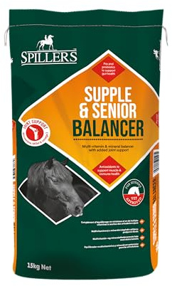 SPILLERS Supple & Senior Balancer Horse Feed, 15KG - Horse Feed to Provide a Balanced Diet for Horses and Ponies with Added Joint Support - Contains Biotin, No Added Iron - Supports Hoof Health