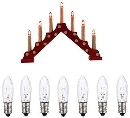 ShuoHui 7 Stück Riffelkerze für Lichterketten mit 16 Lampen, 14V 3W 22LM mit E10 Schraubgewinde Halogen lampen Ersatzlampen 2700K