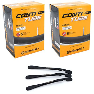2er Set Continental Fahrradschlauch MTB Wide 28 29+ Zoll 65/70-622 SV 42mm inklusive 3 MSZweirad Reifenheber