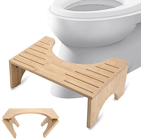 Toilettenhocker aus Bambus, klappbar Toilettenhocker für Erwachsene,Rutschfester Squatty Potty Hocker, gesunder und tragbarer Klohocker/WC Hocker für natürliche und Bequeme Ausscheidung