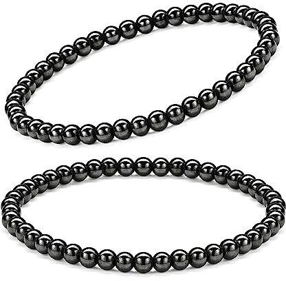 EUMENIDES 2 pulseras magnéticas de hematita para hombre y mujer, antiestático, Adjustable (6.5 - 7.5 inches), Imán, Magnético