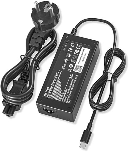 NATNO 65W USB-C Cargador para Lenovo Thinkpad T14 T480 T480s T490 T490s T580 T580s T14S T15 L13 L14 L15 L390 E15 E14 E480 E490 E495 E580 E590 R480 X13 X280 X380 Adaptador 45W Tipo-C 20V 3.25A