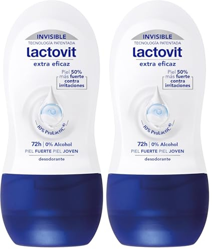Lactovit Desodorante Roll on Extra Eficaz Protección Inteligente, Anti-Irritaciones y 48H de Eficacia, 50 Mililitros, El ambalaje puede variar (Paquete de 2)
