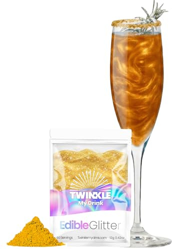 Twinkle my Drink® brillantini oro commestibile per bevande - polvere glitterata per bevande, cocktail, spumanti e liquori - vegan, gusto neutro - 12 g per oltre 60 bevande