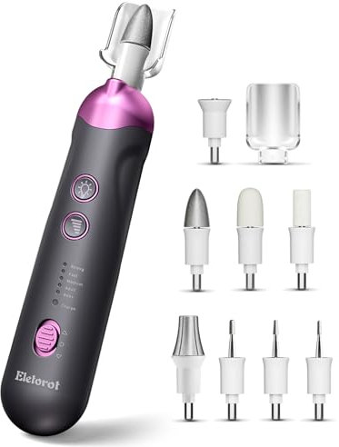 Maniküre Pediküre Set Elektrisch Nagelfeile: Nagelpflegeset und Fußpflege Set Professionell mit 8pcs Nagelfräser Aufsätze LED Licht, Fusspflegegerät mit Akku, Geschenke für Frauen Männer, Grau
