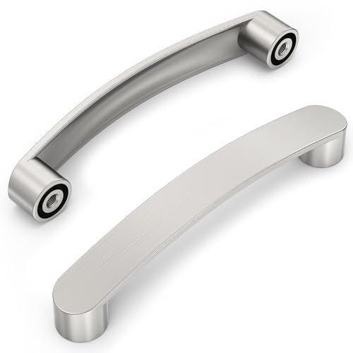 FURNIWARE 10 Stück Möbelgriffe 128mm Lochabstand Schrankgriffe Küchengriffe Gebürstetes Satin-Nickel Griffe Möbel Schubladengriffe Griffe für Küchenschränke Schränke Schubladengriffe