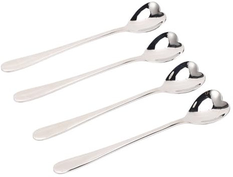 Lybunair 4 Pezzi Cucchiaini da Caffè Cucchiaini da tè in Acciaio Inossidabile a Forma di Cuore Cucchiaio Mescolatore per Caffè Cafe Tè Torta Zucchero Gelato Dessert