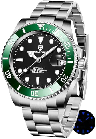 Pagani Design Herrenuhr Automatik Mechanische Uhr, NH35 Uhrwerk, 40mm Saphirglas 316L Edelstahl, 100M Wasserdicht Geschäfts Uhren