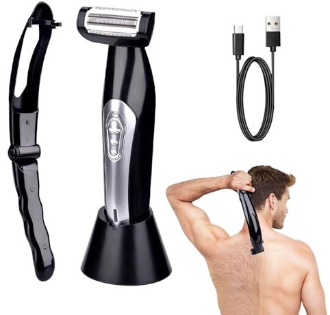 Vmxlso Rückenrasierer Herren Elektrisch, Multifunktionell Rücken Rasierer Mann, Rückenrasierer Elektrisch mit Verlängerter Griff, Rasierer Rücken Herren, Nass Körperrasierer Herren für den Rücken