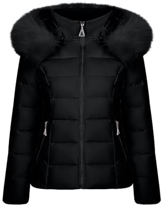 NAFING Doudoune Femme Duvet, Veste Femme Hiver Blouson Avec Capuche Zippée Doudounes De Randonnée Femme Anorak Légère Manteau Chaude Parka Polaire Doudoune Duvet Matelassé