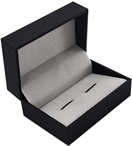 Windmilne Manschettenknopf-Box, Schwarze Manschettenknopf-Box mit Klappe, Manschettenknopf-Aufbewahrungsbox für Hochzeitsgeschäfte (Noir 7,5 x 5 x 3,8 cm)