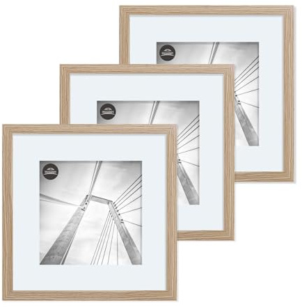 lincoolart bildram 30 x 30 cm, trä, naturfotoram, MDF-ram med akrylglas, för bilder 20 x 20 med passepartout eller 30 x 30 utan passepartout, set om 3