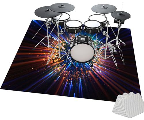 JaevKwzy Professioneller Drum Teppich | Schlagzeug Teppich | Professionelles rechteckiges elektronisches Jazz Schlagzeug Kit | 100 x 80 cm rutschfeste Drum Rug | Schallschutz Trommelmatte