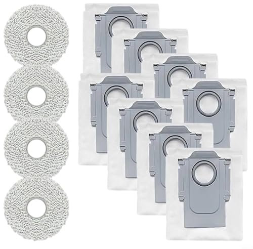 FUBESK Kit de sacs à poussière et chiffons pour aspirateur QV 35A QR 798 QR 598 – 8 sacs + 4 chiffons, design sans obstruction avec joint solide, matériau en microfibre et tissu