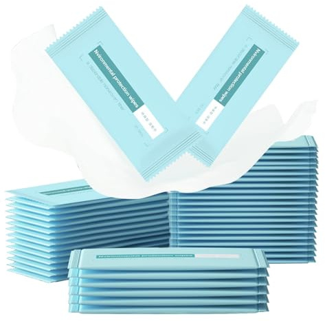100 Piezas Toallitas Refrescantes, Toallitas Humedas Empaquetadas Individualmente, Toallitas de Limpieza Envueltas Individualmente, toallitas de Limpieza Higiénicas (Azul-B, 100)