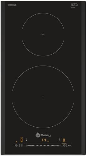 Balay - Placa Modular de Inducción, 2 Fuegos, 30cm, Función Sprint, Control Deslizante de 17 Niveles, negro, 3EB930LQ
