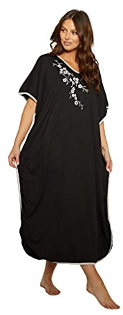 TheNightwearStore Women’s 100% Cotton Kaftan – One Size Loose Fit Lounge Dress, Lightweight Breathable Kaftan for Home, Sleep, or Beachwear