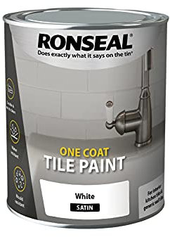 Ronseal One Coat Tile Paint White Satin 750ml, RSLOCTPWS750