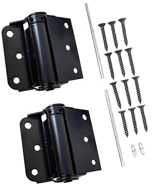 QCAA Adjustable Spring Hinge, Half Surface, 3, Black, 2 Pack(1 Pair), Made in Taiwan