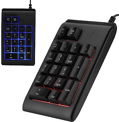 Yunseity Mechanical Numeric Keypad, USB Wired Number Pad with 3 Color Backlit, Portable Backlight Gaming Keypad Numpad for Laptop PC
