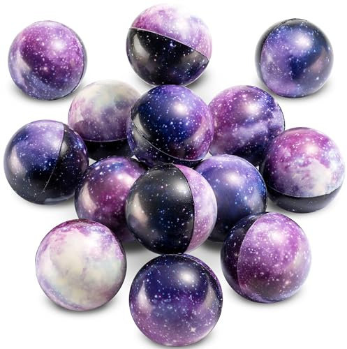 Galaxy Stress Balls for Kids - Pack of 24 Bulk - Squeeze Anxiety Fidget Sensory Balls for Children with Outer Space Theme, Toys for Party Favors and Birthday Party Supplies