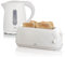 KHG Frühstücksset Weiß| Toaster 4 Scheiben Langschlitztoaster mit Brötchenaufsatz, 6 Bräunungsstufen 1300W | Wasserkocher 1 Liter mit Abschaltautomatik 2200W | 2-teilig