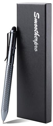 SMOOTHERPRO Bolt Action Pen with Stylus Tip, Compatible with Fisher Space SPR4 Refill and Parker Refill, Gray Ballpoint Stylus Pen for Touch Screen