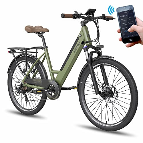 Fafrees Oficial Bicicleta Electrica, 26 Bici Electrica con App, Batería Extraíble 36V 14,5 Ah para 100KM, 250W 25KM/H Ciudad Bicycle Electric, F26 Pro Upgrade Ebike Verde
