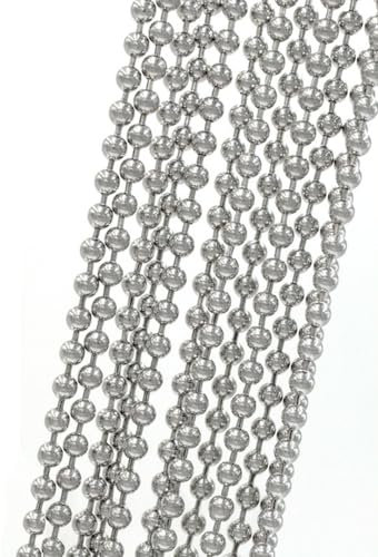 Wambere Catena a sfere in acciaio inox, diametro 3 mm, con 60 catenine a sfera, 20 m, per fai da te, gioielli, collane, bracciali, portachiavi,