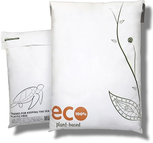 Treehouseco Compostable Mailing Bags – Biodegradable Postage Bags, Eco Friendly Mailers – Reusable, Sustainable & Plastic Free Packaging for Shipping Parcels (50pcs, Small: 9 x 12)