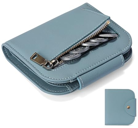 SENDEFN Portafoglio da Donna in Pelle, Portafogli Donna Piccoli con Blocco RFID, Portamonete con Cerniera e Chiusura a Scatto Scomparti per Carte Multipli