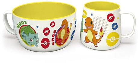 ABYSTYLE - POKEMON Set Petit Déjeuner Mug + Bol Pikachu & Kanto Starters