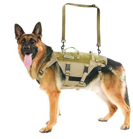 DAISTERN Hundegeschirr Unterstützung Geschirr, Hebegeschirr für Mittelgroße Große Hunde, Sicherheitsgeschirr mit 3 Griffen, Abnehmbare verstellbare Schultergurte und hintere Beingurte