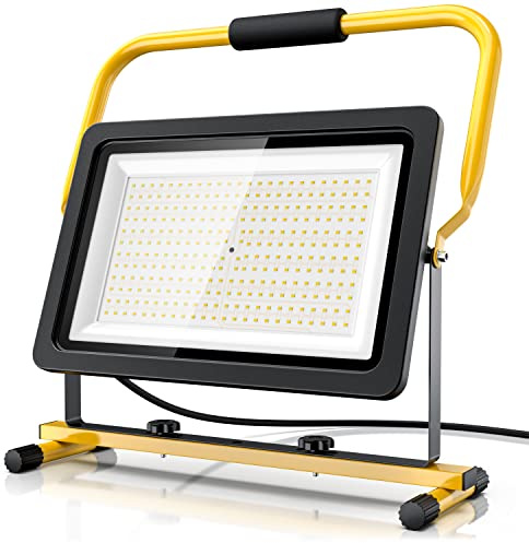 Brandson - LED Baustrahler 150W − Arbeitsscheinwerfer − Bauscheinwerfer − 216 SMD LEDs − Standgestell und Tragegriff − 12000 Lumen – 4 m Stromkabel − Metallgehäuse - IP65