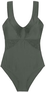 Dorina Bañador Moldeador Saint Tropez – Sin Aros, Almohadillas Extraíbles, Tirantes Anchos, Microfibra Texturizada & Powermesh, Cierre de Corchete Trasero, Verde