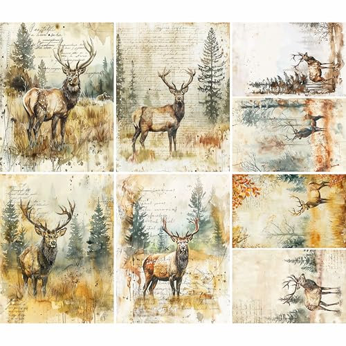 Hirsch-Reispapier, 21 x 26,5 cm (6 Blatt), Decoupage-Papier, 6 Designs für Collage, gemischte Medien, Kartenherstellung und Basteln, Decoupage von CRAFT KREATIVELY