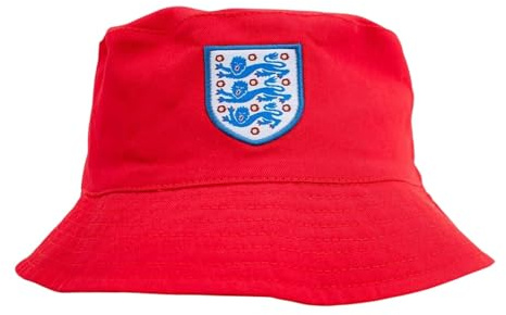 Hy-Pro Officially Licensed England FA Bucket Hat - Reversible, Classic Style, Double Sided with Solid or Print, Three Lions Crest, Festival, Holiday, Sun Hat, Unisex, Adult