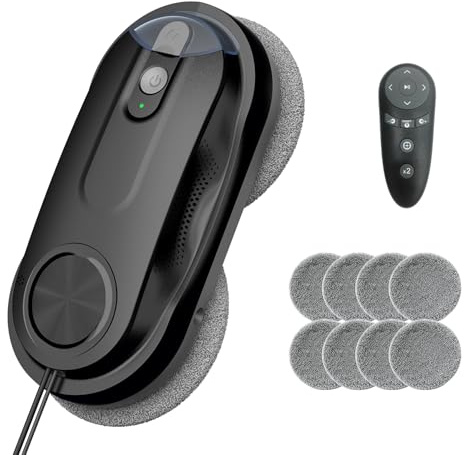 KKI Robot Limpiacristales,Robot Limpiador de Ventanas Automático, Doble Pulverización, Máximo 3200 pa, Sistema de Pulverización Bidireccional, Navegación Inteligente y Seguridad Anticaídas