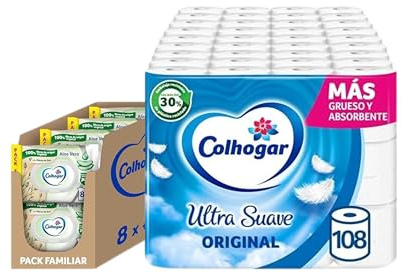 Pack Ahorro Colhogar Ultra Suave 108 Rollos + Toallitas Húmedas Aloe 640 Uds