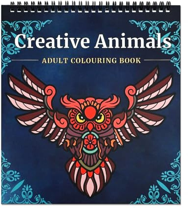 QEEYON Livre de Coloriage pour Adultes, 32 Mandalas Animaux Apaisants, Livre de Coloriage Anti-stress à Spirales, Idéal pour Se Détendre et Aider Les Adolescents à évacuer Le Stress