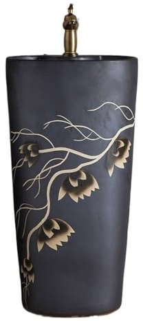 Lavabo de Pedestal Lavabo de columna cerámica doméstico baño con balcón suelo integrado