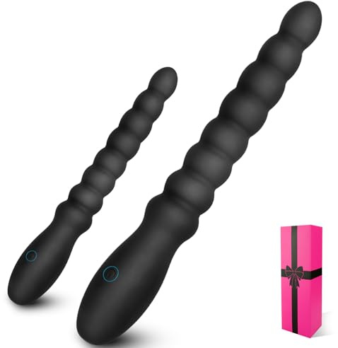2-Piece Silicone Vibrating Anal Bead Plug Prostate Dildo Set Small Large | Soft Flexible Prostate Massager, Anal Plug, Anal Dildo Butt Plug Training,Rechargeable Shower Sex Toy for Men Women Beginners