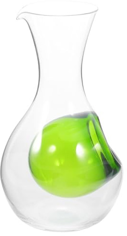 CORHAD Small Glass Wine Decanter with Ice Pocket 400ml Beverage Cooling Carafe for Sake and Brandy – Green Glass Wine Dispenser for Home and Restaurant Use