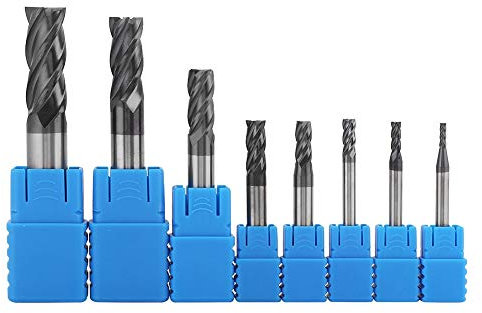 8 PCS Carbide End Mill Cutter, 2-12mm 4 Flutes Carbide End Mill Set - Tungsten Steel Milling Cutter Tool Kit - For Carpentry, Drill Machining Tool - For Aluminum, Copper, Carbon Steel